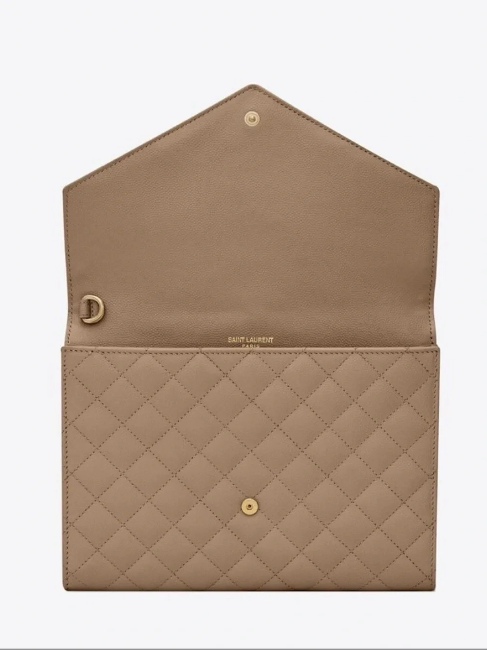 Saint Laurent Envelope Pouch in Quilted Powder Grain Embossed Leather